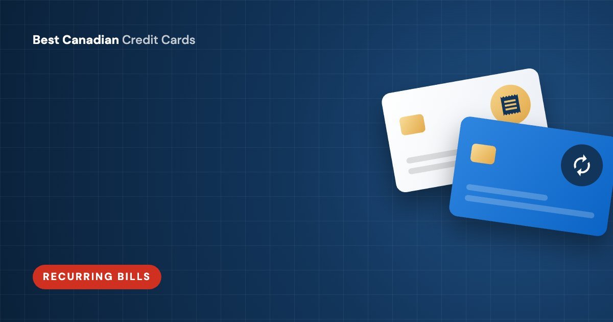 Illustration of two credit cards with a bill and a recurring payment symbol